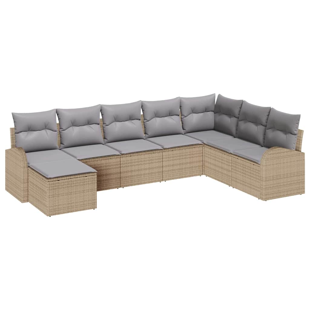 Juego de Sofá 8 pcs Beige y gris claro ratán sintético
