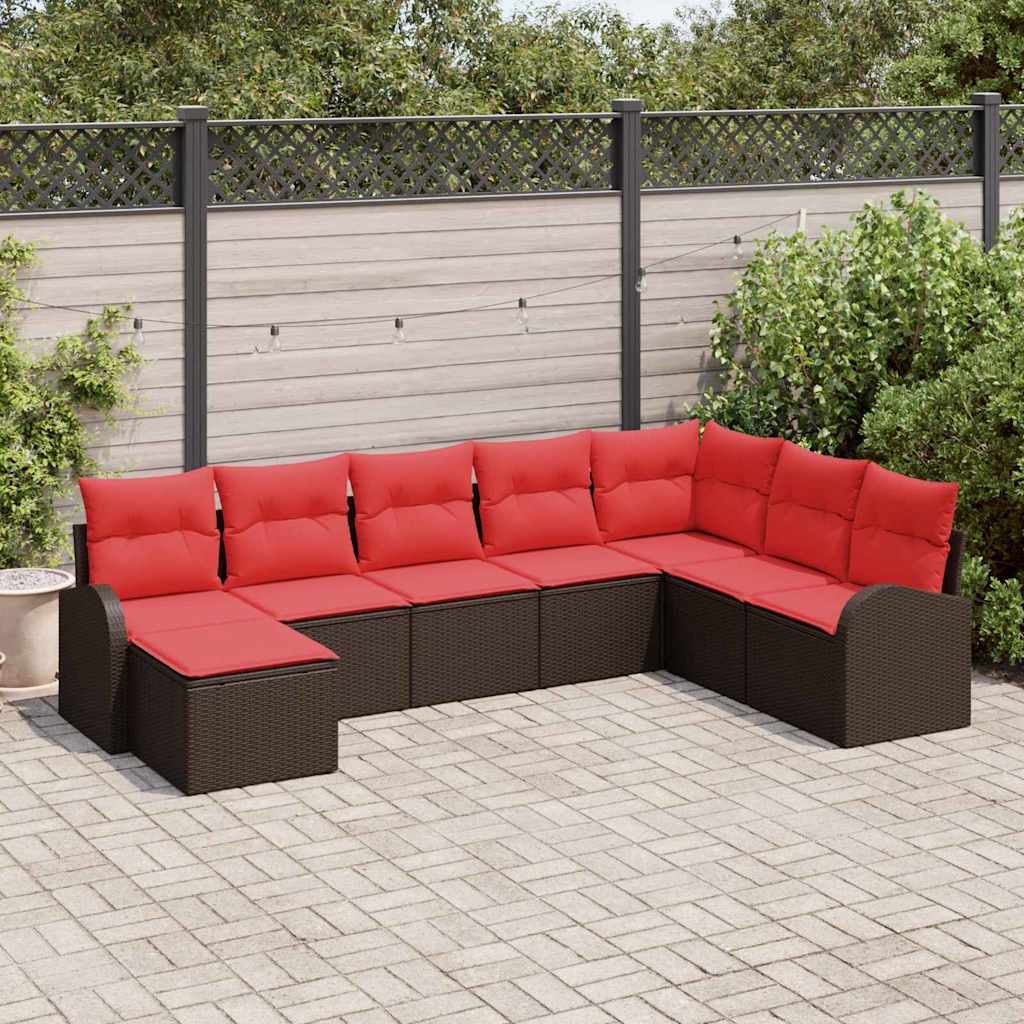 Conjunto de sofás de jardín 7 pcs Beige ratán sintético