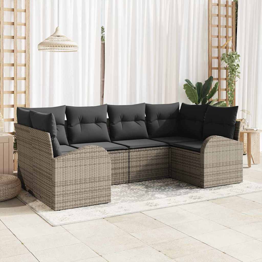 Conjunto de sofás de jardín 6 pcs Beige y ratán sintético
