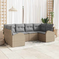 Conjunto de sofás de jardín con cojín 6 pcs Beige y Gris Claro