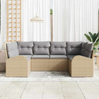 Conjunto de sofás de jardín con cojín 6 pcs Beige y Gris Claro