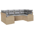 Conjunto de sofás de jardín con cojín 6 pcs Beige y Gris Claro