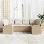 Conjunto de sofás de jardín 6 pcs Beige y ratán sintético