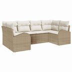 Conjunto de sofás de jardín 6 pcs Beige y ratán sintético