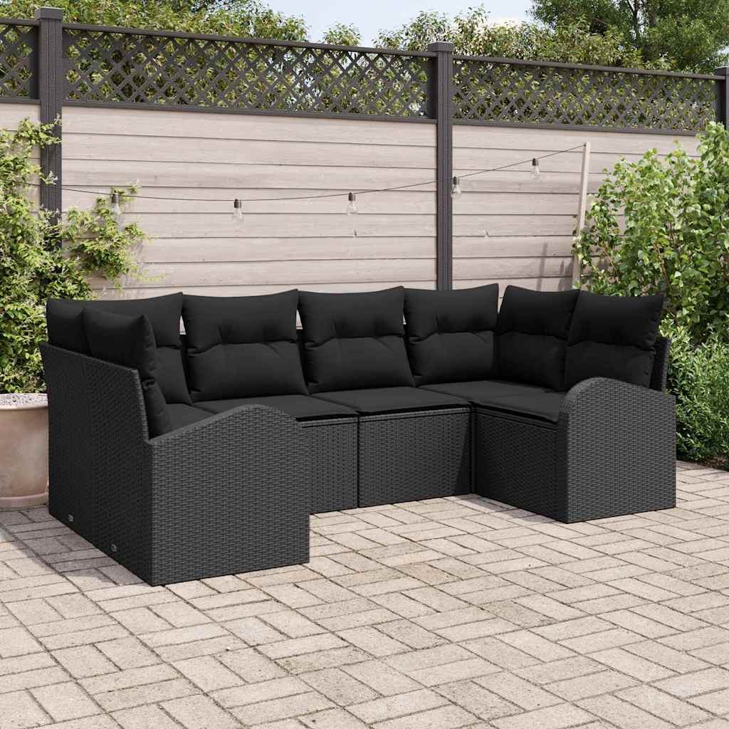 Conjunto de sofás de jardín 6 pcs Beige y ratán sintético