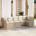 Conjunto de sofás de jardín 7 pcs Beige y ratán sintético