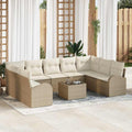 Conjunto de sofás de jardín 10 pcs Beige y ratán sintético