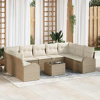 Conjunto de sofás de jardín 10 pcs Beige y ratán sintético