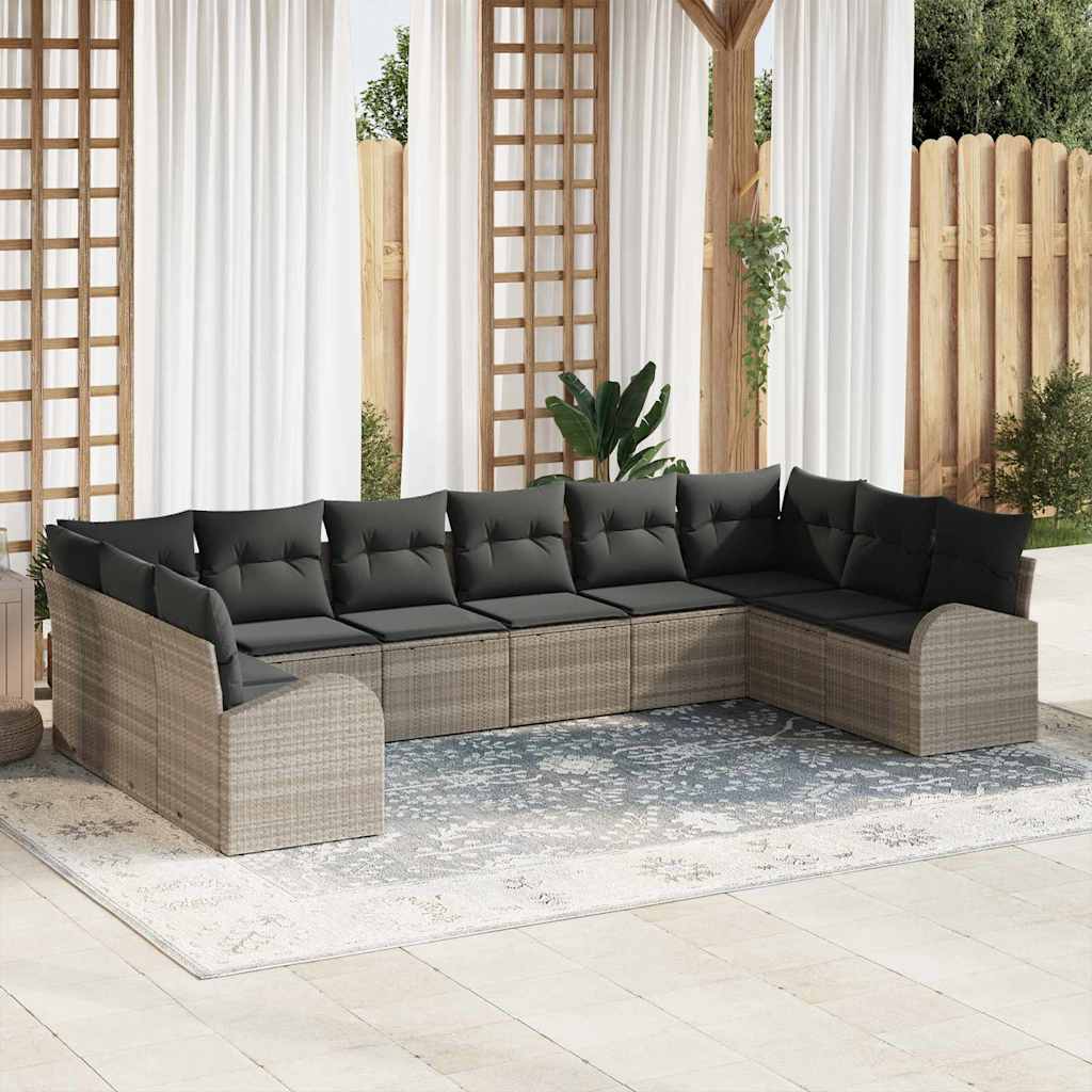 Conjunto de sofá de jardín con cojín 8 pcs gris y azul marino