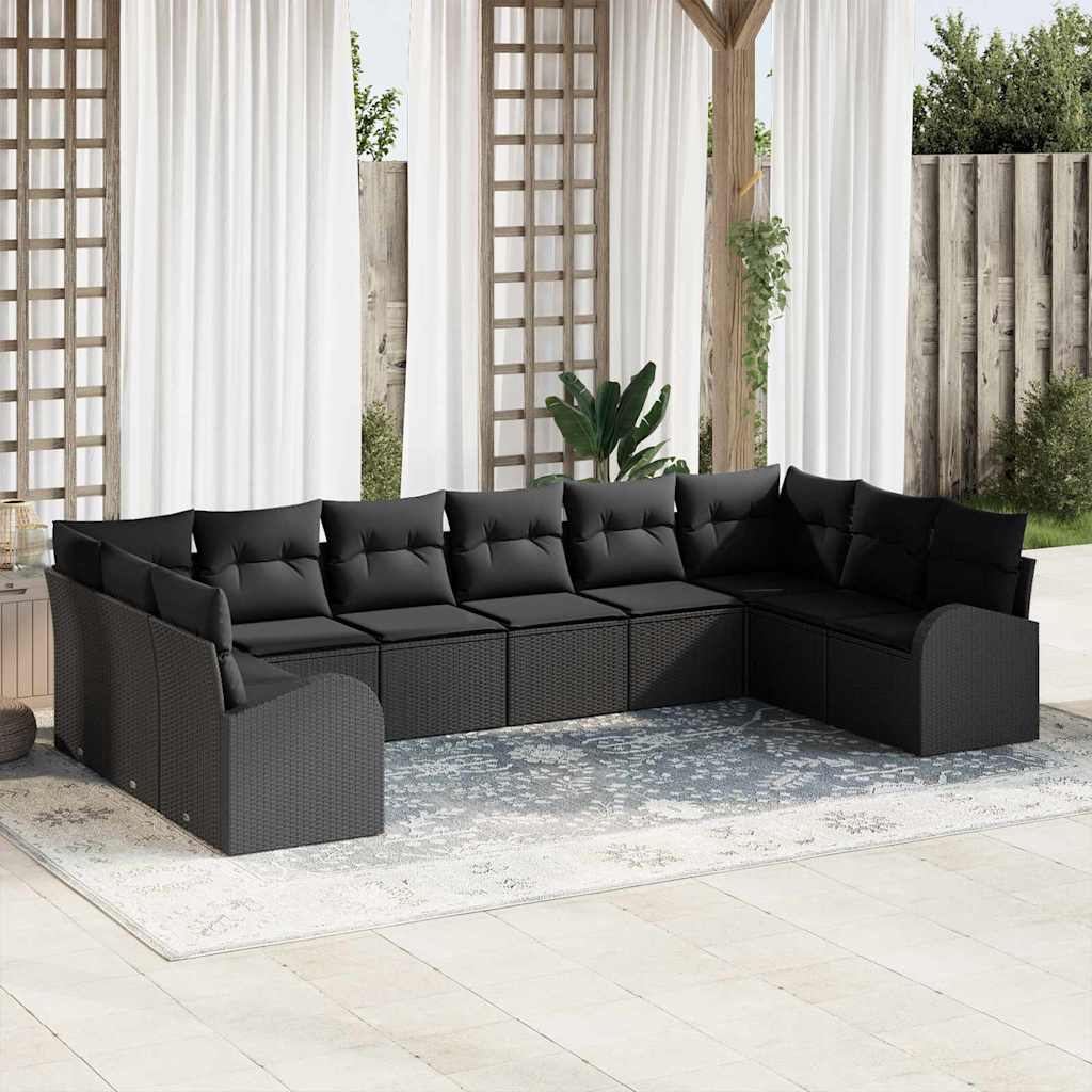 Conjunto de sofá de jardín con cojín 8 pcs gris y azul marino