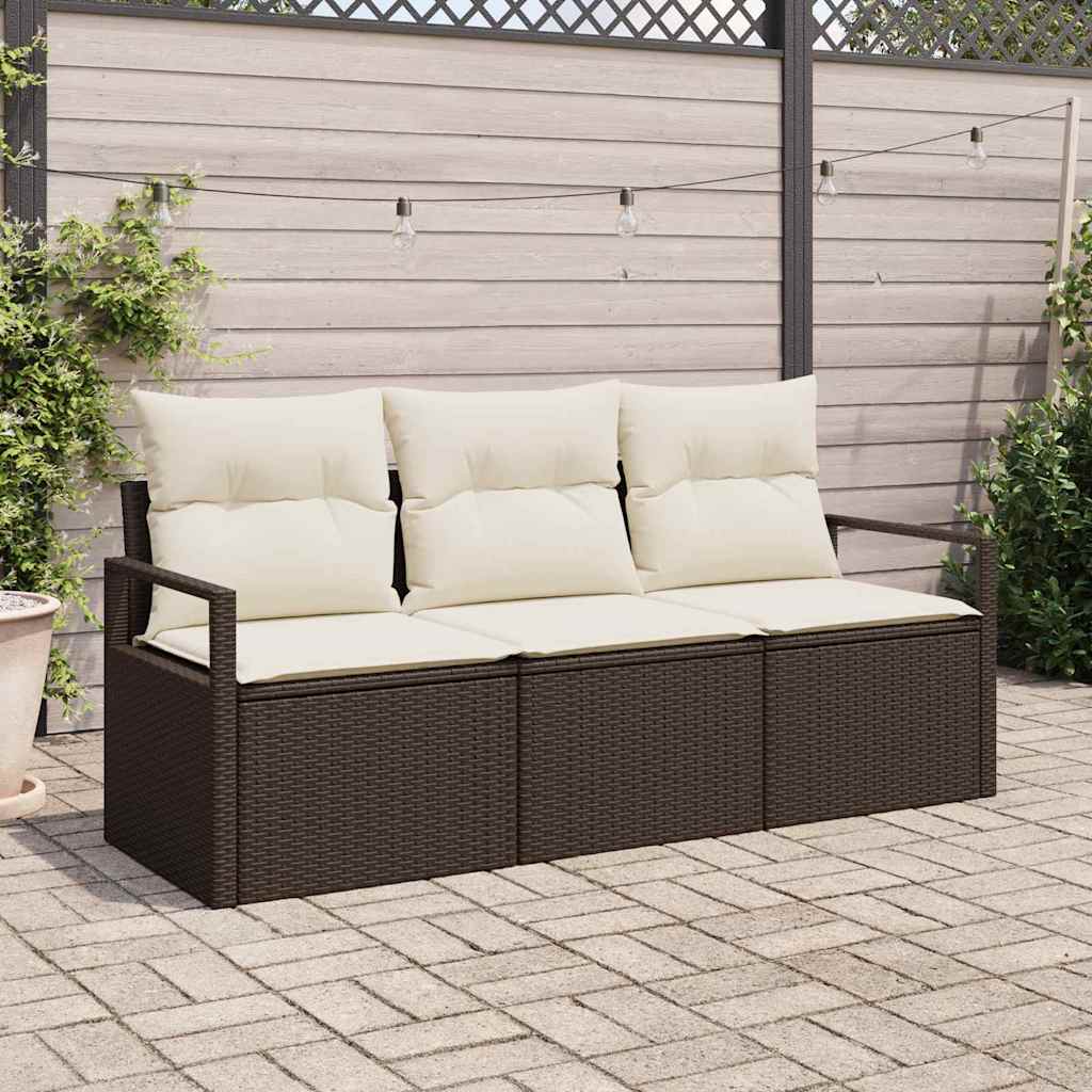 Conjunto de sofás de jardín 3 pcs Beige y ratán sintético