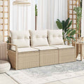 Conjunto de sofás de jardín 3 pcs Beige y ratán sintético