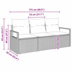 Conjunto de sofás de jardín 3 pcs Beige y ratán sintético