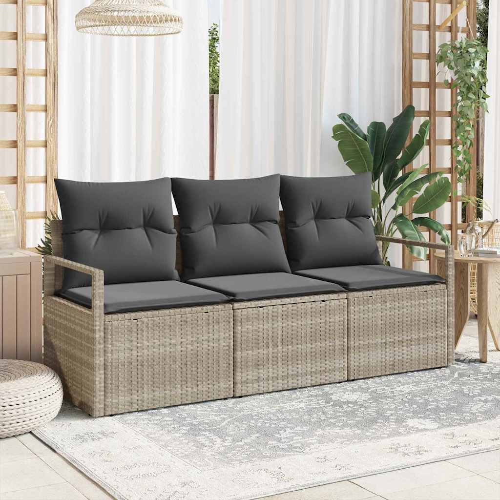 Conjunto de sofás de jardín 3 pcs Beige y ratán sintético