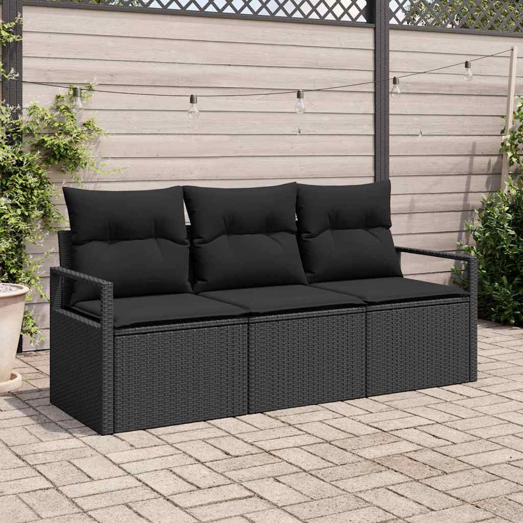 Conjunto de sofás de jardín 3 pcs Beige y ratán sintético