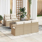 Conjunto de sofá de jardín 6 pcs Beige y Crema ratán sintético