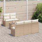 Conjunto de sofá de jardín 6 pcs Beige y Crema ratán sintético