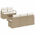 Conjunto de sofá de jardín 6 pcs Beige y Crema ratán sintético