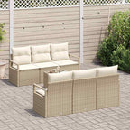 Conjunto de sofá de jardín 7 pcs Beige y Crema ratán sintético