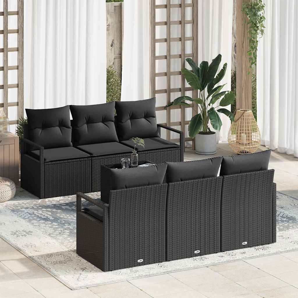 Conjunto de sofá de jardín 7 pcs Beige y Crema ratán sintético