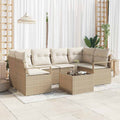 Conjunto de sofá de jardín con cojín Manual 7 pcs Beige y Crema