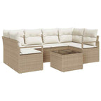 Conjunto de sofá de jardín con cojín Manual 7 pcs Beige y Crema