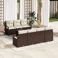 Conjunto de sofá de jardín 8 pcs Marrón y crema ratán sintético