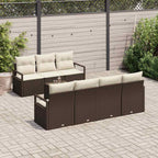 Conjunto de sofá de jardín 8 pcs Marrón y crema ratán sintético