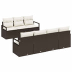 Conjunto de sofá de jardín 8 pcs Marrón y crema ratán sintético