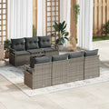 Conjunto de sofá de jardín con cojín 8 pcs Gris ratán sintético