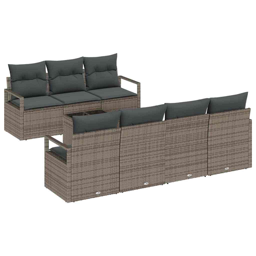 Conjunto de sofá de jardín con cojín 8 pcs Gris ratán sintético