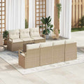 Conjunto de sofá de jardín 8 pcs Beige y Crema ratán sintético