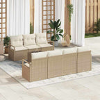 Conjunto de sofá de jardín 8 pcs Beige y Crema ratán sintético