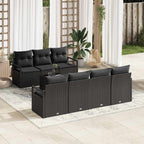 Conjunto de sofá de jardín 8 pcs Negro ratán sintético