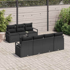 Conjunto de sofá de jardín 8 pcs Negro ratán sintético