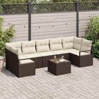 Conjunto de sofá de jardín con cojín 8 pcs Marrón y crema