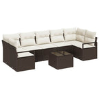 Conjunto de sofá de jardín con cojín 8 pcs Marrón y crema