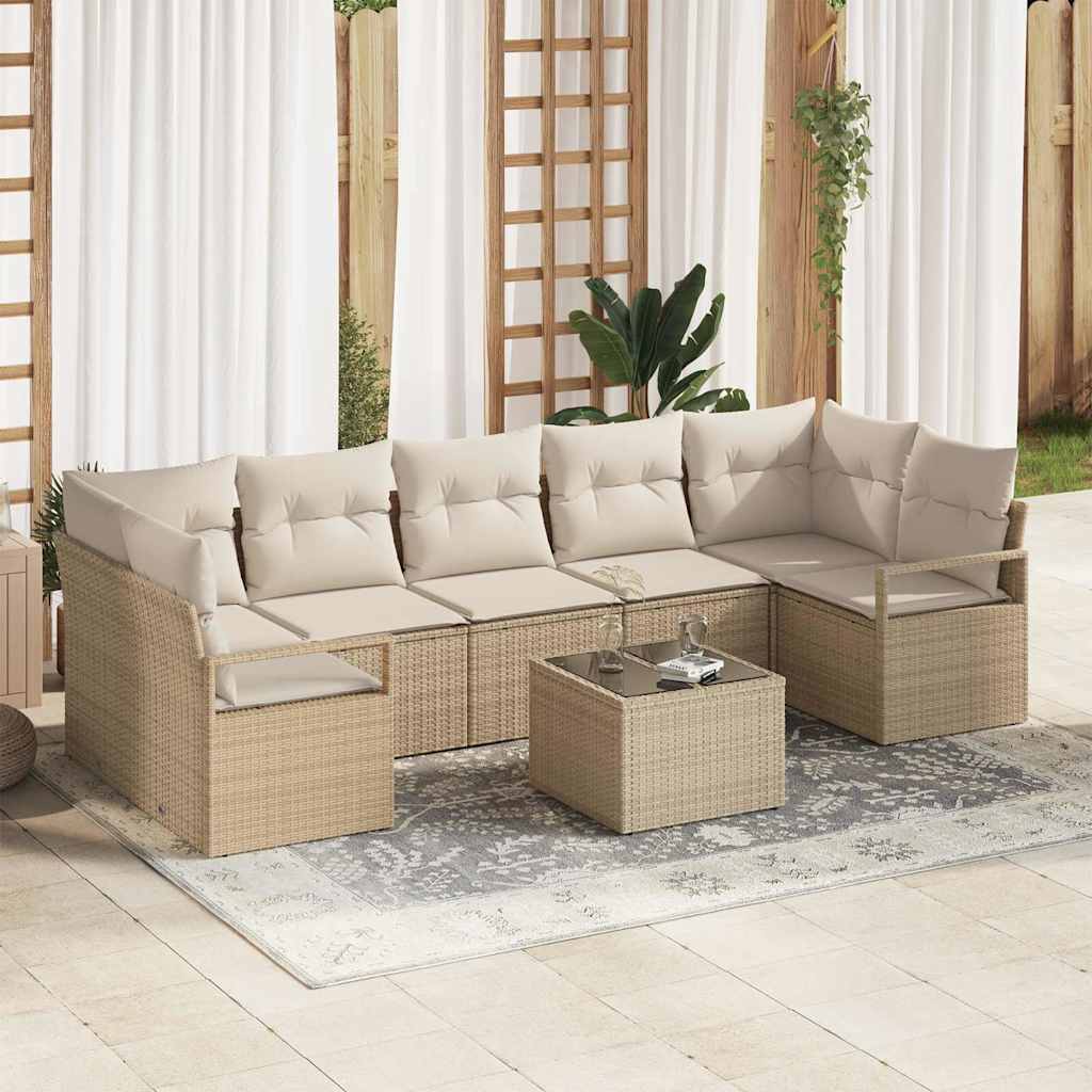 Conjunto de sofá de jardim com almofada 9 pcs Preto e creme
