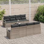 Conjunto de sofá de jardín con cojín 9 pcs Gris ratán sintético