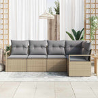 Conjunto de sofás de jardín con cojín 5 pcs Beige y Gris Claro