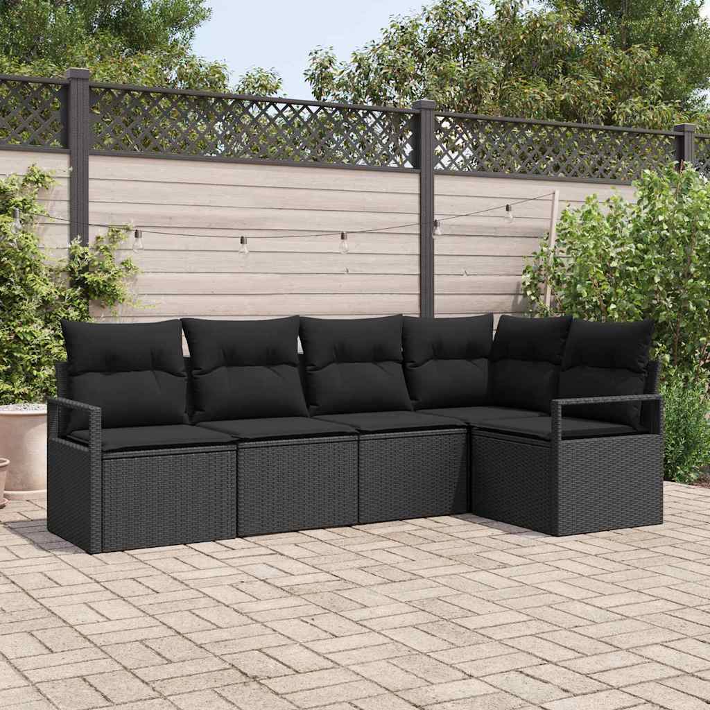 Conjunto de sofás de jardín 5 pcs Beige y ratán sintético