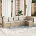Conjunto de sofás de jardín 6 pcs Beige y ratán sintético