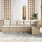 Conjunto de sofás de jardín 6 pcs Beige y ratán sintético