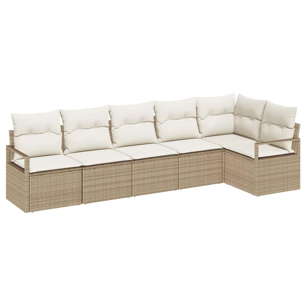 Conjunto de sofás de jardín 6 pcs Beige y ratán sintético
