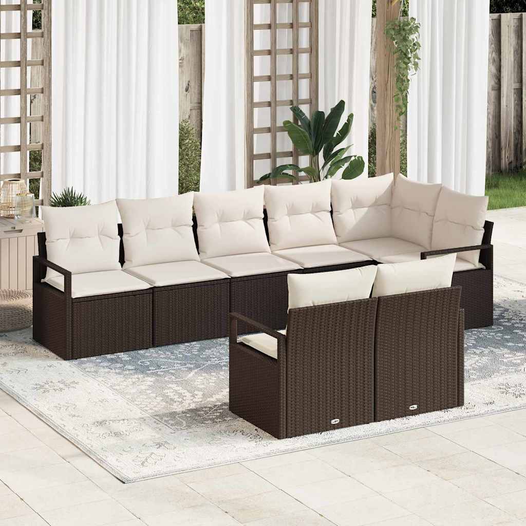 Conjunto de sofás de jardín 8 pcs Beige y ratán sintético