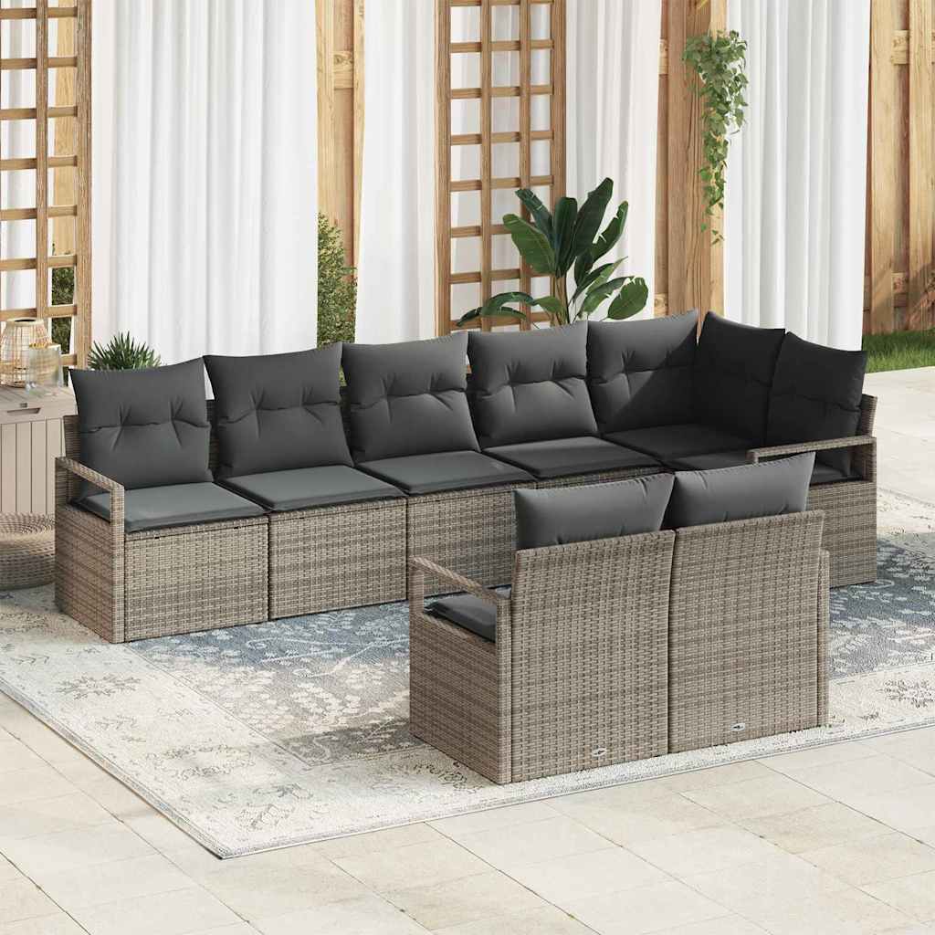 Conjunto de sofás de jardín 8 pcs Beige y ratán sintético