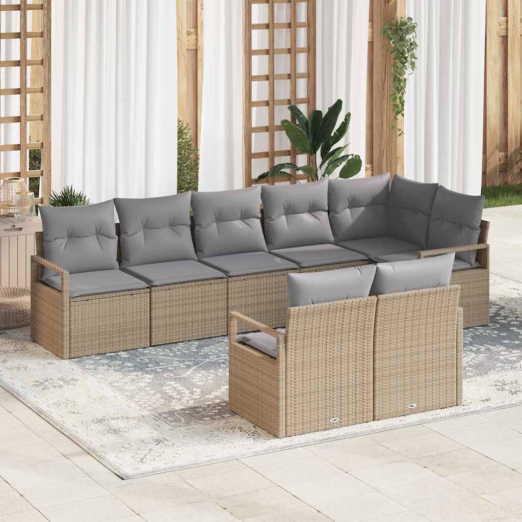 Conjunto de sofás de jardín con cojín 13 pcs Negro Poliratán