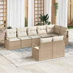 Conjunto de sofás de jardín 8 pcs Beige y ratán sintético