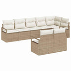 Conjunto de sofás de jardín 8 pcs Beige y ratán sintético