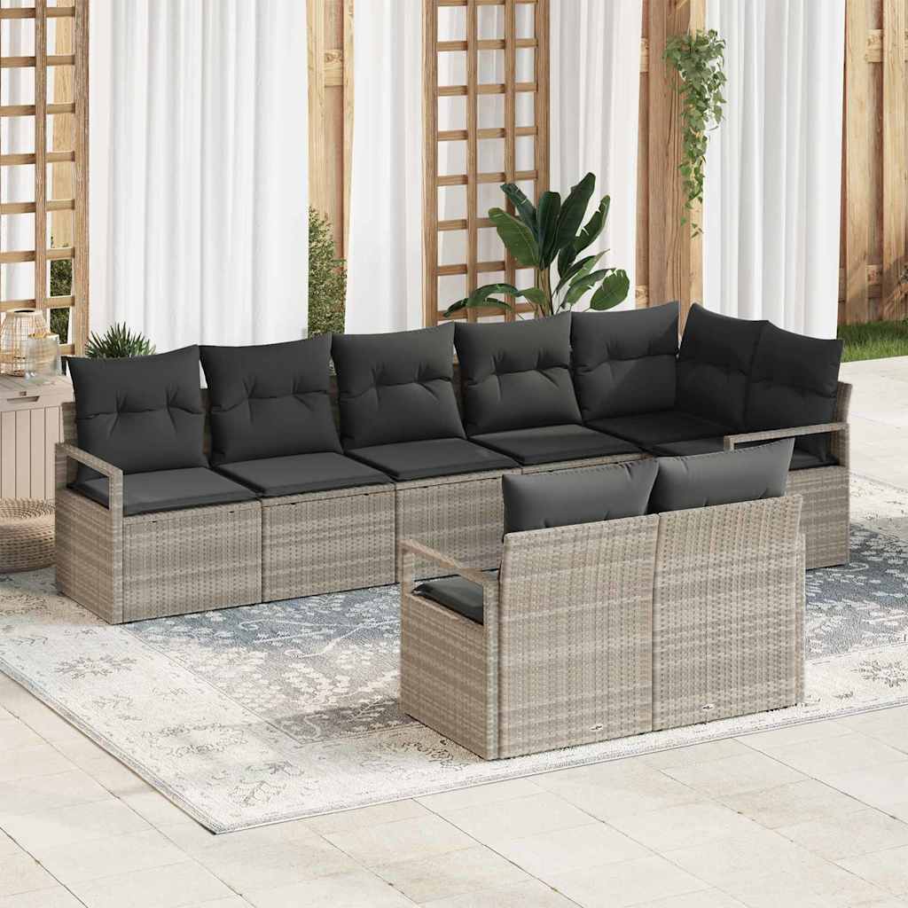 Conjunto de sofás de jardín 8 pcs Beige y ratán sintético